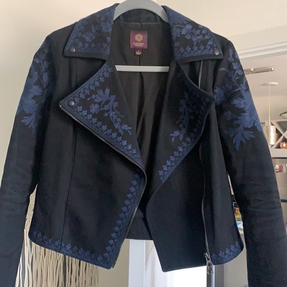 Marchesa Jackets & Blazers - Luxury designer Marchesa Voyager Embroidered Moto
